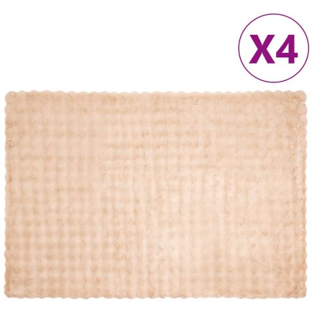 Manta de Piel de Conejo Sintética 4 pcs Beige 150 x 220 cm