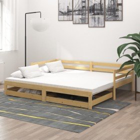 Sofá cama extraíble madera maciza de pino 2x(90x200) cm Sofá cama extraíble madera maciza de pino 2x(90x200) cm