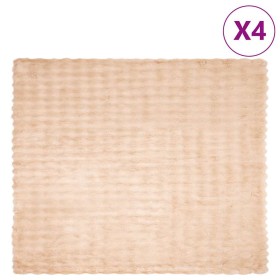 Manta de Piel de Conejo Sintética 4 pcs Beige 220 x 240 cm
