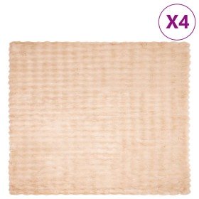 Manta de Piel de Conejo Sintética 4 pcs Beige 220 x 240 cm