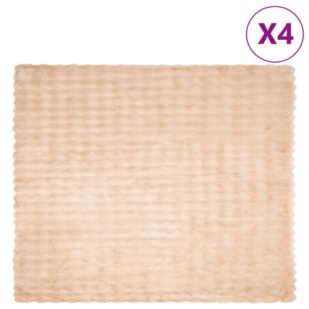 Manta de Piel de Conejo Sintética 4 pcs Beige 220 x 240 cm