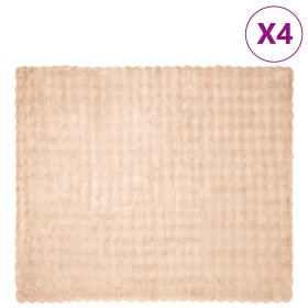 Manta de Piel de Conejo Sintética 4 pcs Beige 240 x 270 cm