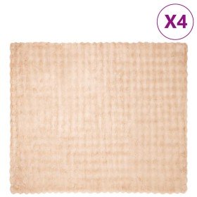 Manta de Piel de Conejo Sintética 4 pcs Beige 240 x 270 cm
