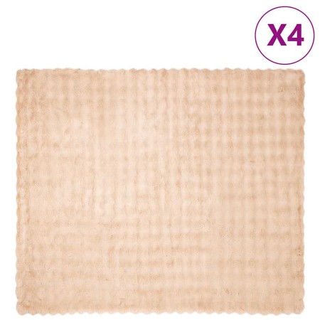 Manta de Piel de Conejo Sintética 4 pcs Beige 240 x 270 cm