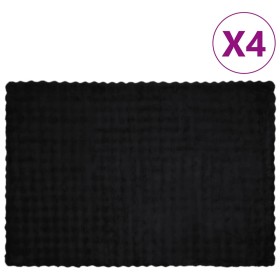 Manta de Piel de Conejo Sintética 4 pcs Negro 150 x 220 cm