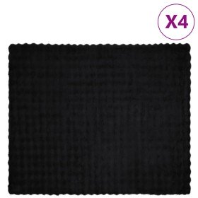 Manta de Piel de Conejo Sintética 4 pcs Negro 220 x 240 cm