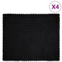 Manta de Piel de Conejo Sintética 4 pcs Negro 220 x 240 cm