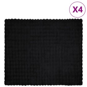 Manta de Piel de Conejo Sintética 4 pcs Negro 240 x 270 cm