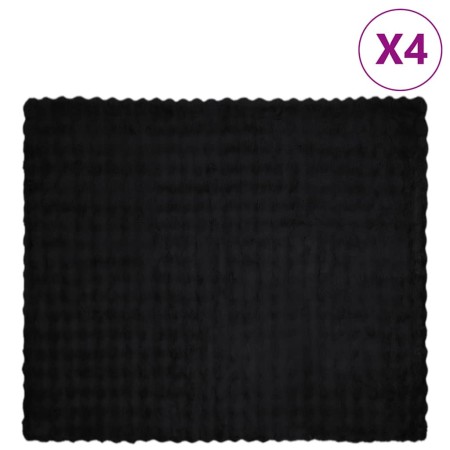 Manta de Piel de Conejo Sintética 4 pcs Negro 240 x 270 cm