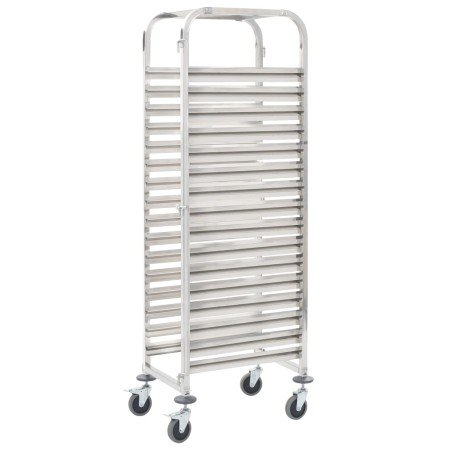 Carrito de cocina 16 bandejas acero inoxidable 38x55x163 cm en Carros de cocina y comedor | Comprar online en Foro24