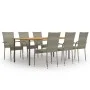 7 Piece Gray Rattan Garden Dining Furniture Set by vidaXL, Garden sets - Ref: Foro24-3072503, Price: 533,86 €, Discount: %