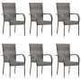 7-teiliges graues Rattan-Garten-Essmöbel-Set von vidaXL, Gartensets - Ref: Foro24-3072503, Preis: 535,68 €, Rabatt: %