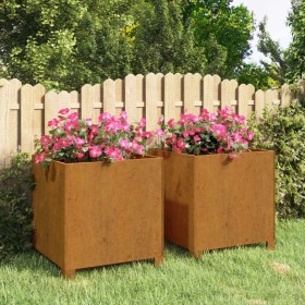 Jardineras con patas 2 uds acero corten oxidado 40x40x40 cm en Maceteros y jardineras | Comprar online en Foro24