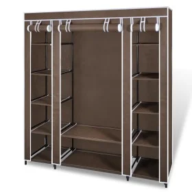 Armario de tela compartimentos y varillas marrón 45x150x176cm de vidaXL, Armarios roperos - Ref: Foro24-240496, Precio: 57,92...