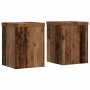 Soportes de plantas 2 uds madera roble envejecido 15x15x20 cm