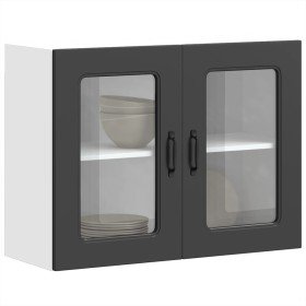 Armario pared cocina puerta de cristal Kalmar negra en Armarios de cocina | Comprar online en Foro24
