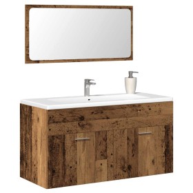 Mueble de baño con espejo de madera antigua madera ingeniería en Muebles de baño | Comprar online en Foro24