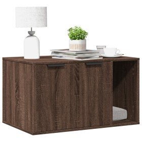 Mueble arenero para gatos madera ingeniería marrón 80x50x45 cm