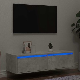 Mueble de TV con luces LED gris hormigón 100X35,5x25 cm en Muebles TV | Comprar online en Foro24