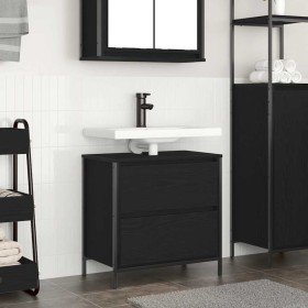 Mueble de baño con lavabo y cajones roble negro 60x34,5x60 cm en Tocadores de baño | Comprar online en Foro24