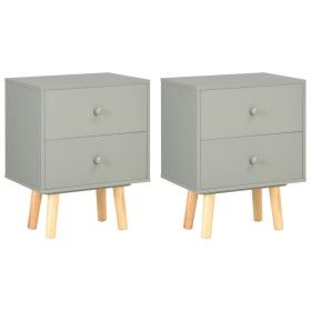 Nachttische 2 Stück massives Kiefernholz grau 40x30x50 cm von vidaXL, Nachttische - Ref: Foro24-285227, Preis: 107,94 €, Raba...