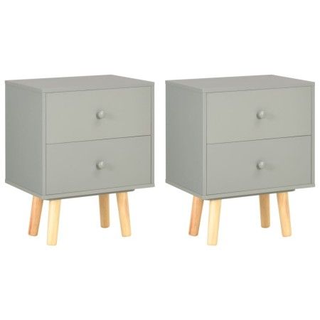 Nachttische 2 Stück massives Kiefernholz grau 40x30x50 cm von vidaXL, Nachttische - Ref: Foro24-285227, Preis: 107,94 €, Raba...