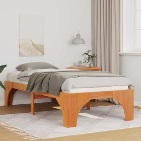 Estructura de cama Marrón 100 x 200 cm Madera maciza de pino