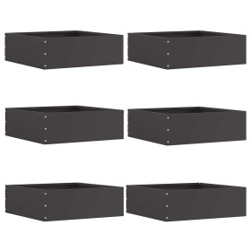 Borde de Césped 6 pcs Negro 40 x 40 x 13 cm Acero
