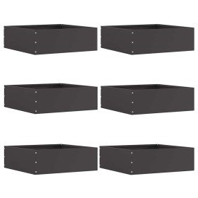 Borde de Césped 6 pcs Negro 40 x 40 x 13 cm Acero