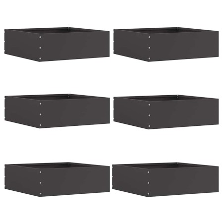 Borde de Césped 6 pcs Negro 40 x 40 x 13 cm Acero