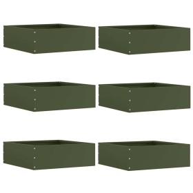 Borde de Césped 6 pcs Verde Oliva 40 x 40 x 13 cm Acero