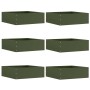 Borde de Césped 6 pcs Verde Oliva 40 x 40 x 13 cm Acero
