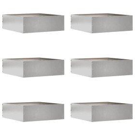 Borde de Césped 6 pcs Plateado 40 x 40 x 13 cm Acero inoxidable