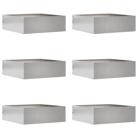 Borde de Césped 6 pcs Plateado 40 x 40 x 13 cm Acero inoxidable