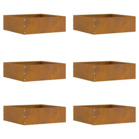 Borde de Césped 6 pcs Oxidado 40 x 40 x 13 cm