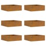 Borde de Césped 6 pcs Oxidado 40 x 40 x 13 cm