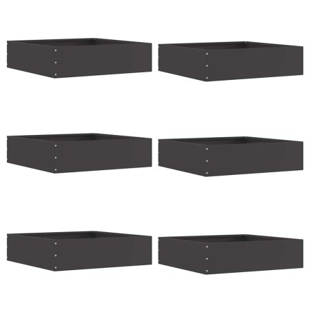 Borde de Césped 6 pcs Negro 50 x 50 x 13 cm Acero