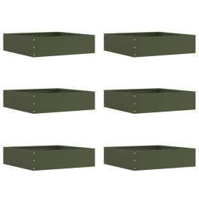 Borde de Césped 6 pcs Verde Oliva 50 x 50 x 13 cm Acero