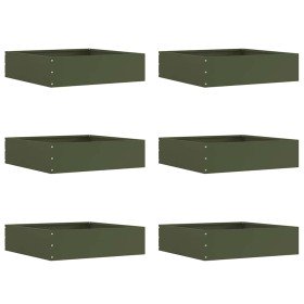 Borde de Césped 6 pcs Verde Oliva 50 x 50 x 13 cm Acero