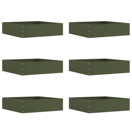 Borde de Césped 6 pcs Verde Oliva 50 x 50 x 13 cm Acero