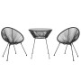 Juego de comedor para jardín 3 piezas negro