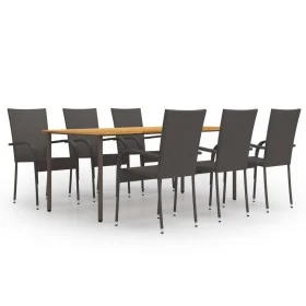 7 Piece Brown Rattan Garden Dining Furniture Set by vidaXL, Garden sets - Ref: Foro24-3072501, Price: 522,54 €, Discount: %
