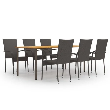 7 Piece Brown Rattan Garden Dining Furniture Set by vidaXL, Garden sets - Ref: Foro24-3072501, Price: 520,80 €, Discount: %