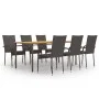 7 Piece Brown Rattan Garden Dining Furniture Set by vidaXL, Garden sets - Ref: Foro24-3072501, Price: 520,80 €, Discount: %