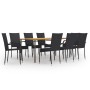 9-teiliges Garten-Essmöbel-Set aus schwarzem PE-Rattan von vidaXL, Gartensets - Ref: Foro24-3072505, Preis: 641,91 €, Rabatt: %
