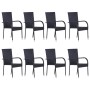 9-teiliges Garten-Essmöbel-Set aus schwarzem PE-Rattan von vidaXL, Gartensets - Ref: Foro24-3072505, Preis: 641,91 €, Rabatt: %
