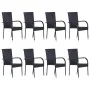 Set de muebles de comedor de jardín 9 piezas ratán PE negro de vidaXL, Conjuntos de jardín - Ref: Foro24-3072505, Precio: 667...