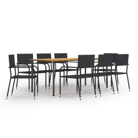 9-teiliges Garten-Esszimmermöbel-Set aus schwarzem PE-Rattan von vidaXL, Gartensets - Ref: Foro24-3072509, Preis: 424,61 €, R...