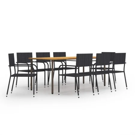 9-teiliges Garten-Esszimmermöbel-Set aus schwarzem PE-Rattan von vidaXL, Gartensets - Ref: Foro24-3072509, Preis: 424,61 €, R...