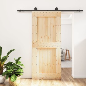 Puerta corredera con herrajes madera maciza de pino 90x210 cm